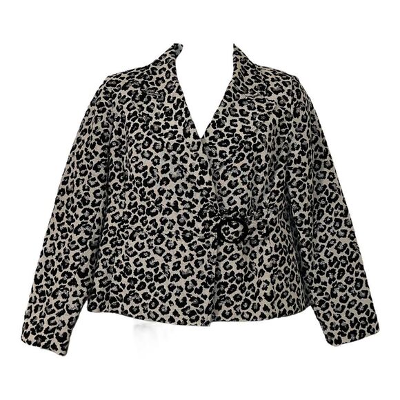 Isabella Women's Blazer, Size 18, Black and Silver Leopard Print - Picture 1 of 4